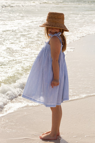 Smocked Dress in Blue Fish