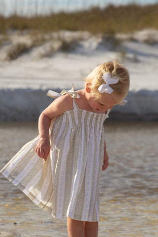 Smocked Dress in Vintage Stripe