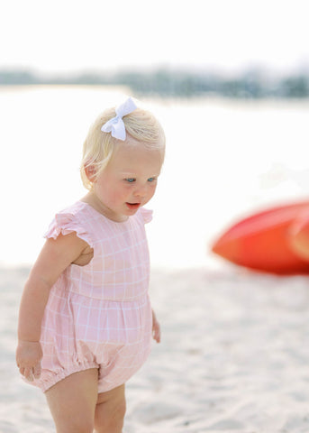 Pearl Sunsuit in Pink Grid